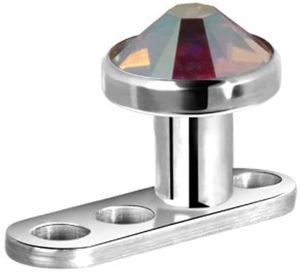 Micro Dermal Anchor Surface Piercing G23 Kristal Stein 4mm - Rainbow