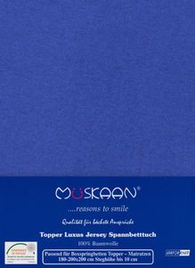 Jersey Topper Spannbettlaken Royal Blau 180x200 - 200x200 cm 100% Baumwolle