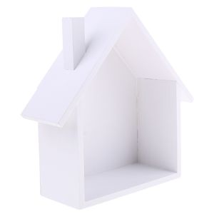 Mini Holz Haus Wandregal Aufbewahrungsbox Kasten Bücherregal CD Regal Bücherregal Farbe Weiß
