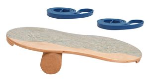 Woodboard Starter Set Balance-Board Ahorn Holz & Kork Rolle inkl. Trainingsbänder, Form:oval