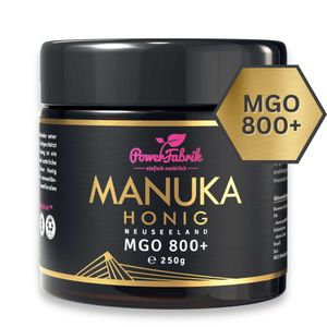 Manuka Honig | MGO 800+ | 250g | HALAL | Das ORIGINAL aus NEUSEELAND | PUR & ROH | 100% natürlich | PowerFabrik