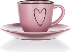 šálka + podšálka 80ml HEART PINK keramika