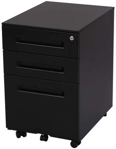 Flexispot Rollcontainer, inkl. 3 Schübe, grundsolide Verarbeitung, optimal für Schreibtisch, Büromöbel, Aktenschränke, Büro-Rollcontainer, Bürocontainer mit Schubladen für A4, Hängeregistratur