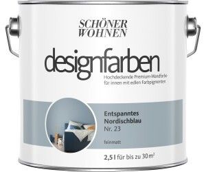 Schöner Wohnen Designfarben Feinmatte Wandfarbe 2,5 L Farbwahl, Farbe:Nr 23 Entspanntes Nordischblau