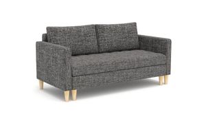 Sofa Oslo 155 x 90 mit Schlaffunktion - Schlafsofa mit Bettkasten - Farben zur Auswahl - STOFF LUX 06 Dunkelgrau