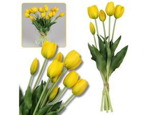 Silikónové tulipány, žlté, ako živé, kytica 5 kusov