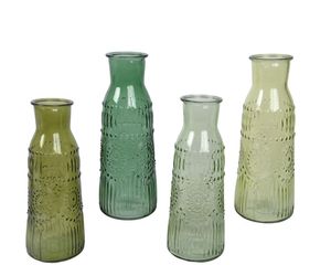 Vase / Blumenvase aus Glas 9,5x25cm Grün / Olive 1 Stück sortiert