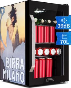 Klarstein Kühlschrank 70L, Kleiner Kühlschrank mit Herausnehmbaren Ablagen, Leiser Mini Kühlschrank mit Glastür & LED, Getränkekühlschrank Klein, Outdoor Geeignet, Biersafe für Flaschen, 0-10°C