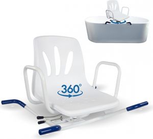Badewannensitz Senioren Mobiclinic 360º drehbar, Drehstuhl Dusche Duschstuhl mit Armlehnen und Rückenlehne Wannensitz Senioren Verstellbar Lago