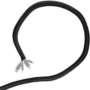 Minadax® gewobener Selbstschließender 5 Meter Profi Kabelschlauch Kabelkanal 25mm Innendurchmesser in schwarz für flexibles Kabelmanagement