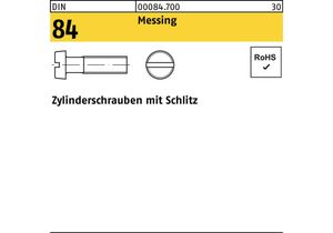 Zylinderschraube DIN 84/ISO 1207 Schlitz M 2 x 4 Messing