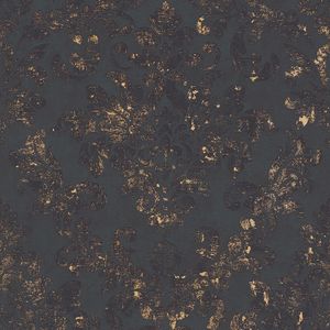 Barock Vliesvliestapete Profhome 374132-GU Vliesvliestapete leicht strukturiert im Used Look matt schwarz gold 5,33 m2