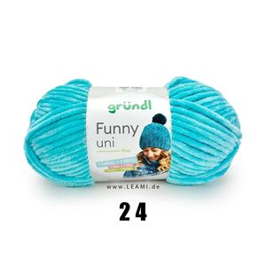 Gründl Chenillegarn Funny uni,100g/120m,Babywolle,100% Polyester,Häkel-und Strickgarn 24 türkis