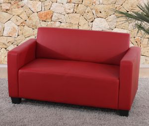 Modulárna 2-miestna pohovka Lyon Lounge Sofa z umelej kože 136 cm ~ červená