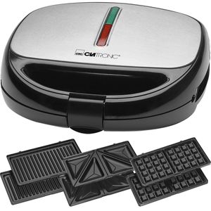 Clatronic® Sandwichmaker 3in1 | Sandwichtoaster, Waffeleisen und Kontaktgrill | 800W | Antihaftbeschichtung  | Sandwich Maker | ST/WA 3670