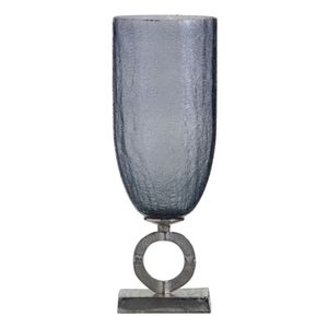Vase 47 cm Kristall Grau Metall Silber