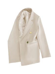 Damen Trenchcoats Zweireiher Blazer Casual Business Herbst Jacke Revers Outwear Elfenbein,Größe L