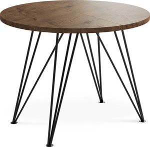 Runder Ausziehbarer Esstisch - Loft Style Tisch mit Metallbeinen - 100 bis 180 cm - Industrieller Rund Tisch für Wohnzimmer - Spacesaver - 100 cm - Eiche Lefkas