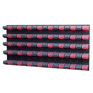 Stapelboxen Wandregal Sichtlagerkästen 8 x Wandregal Lagersystem 80 Boxen schwarz und rot