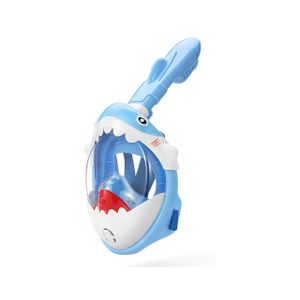 Schnorchelmaske mit Schlauch für Kinder, Hai-Modell, blau