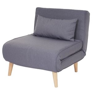 Schlafsessel HWC-D35, Schlafsofa Funktionssessel Klappsessel Relaxsessel Jugendsessel Sessel, Stoff/Textil  hellgrau