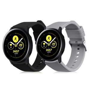 kwmobile 2x Sportarmband kompatibel mit Samsung Galaxy watch 5 / Watch 5 Pro Armband - Fitnesstracker Band Set aus TPU Silikon in Schwarz Grau