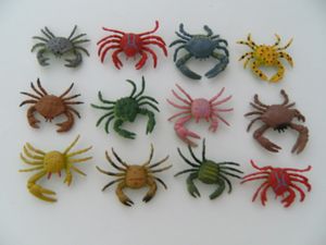 Spieltiere Krabben, 12erSet, Spielzeug Krabbe Tiere Tier Spielfiguren Wassertiere
