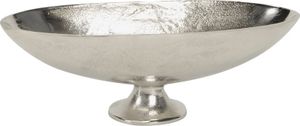 Ovale Dekoschale OFFICE silber mit Standfuß aus Aluminium L27,5cm Hamptons Chic