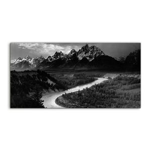 Coloray Acrylbild 140x70  Wandbild Acrylbilder Kunst Fluss Vintage dunkle Berge Retro