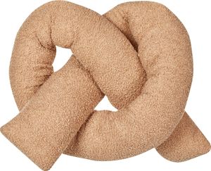 BELIANI Dekokissen Hellbraun Webpelz mit Füllung 172x14 cm Teddy-Optik Bretzelform Knotenkissen Modern Wohnzimmer Schlafzimmer Ausstattung Sofakissen