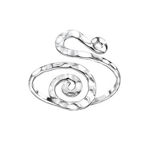 Ring Spirale: 925 Silber Damen Ring mit offener Ringschiene, Ringgröße:56 (17.8 mm Ø)