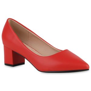VAN HILL Damen Klassische Pumps Spitze Elegante Schuhe 840671, Farbe: Rot, Größe: 39