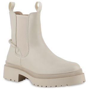 VAN HILL Dámske členkové topánky Chelsea Boots Platform Front Profile Sole Shoes 839647, Farba: béžová, Veľkosť: 39