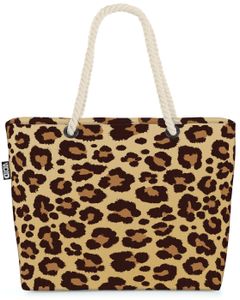 VOID Leopard Leo-Print Muster Strandtasche Shopper 58x38x16cm 23L XXL Einkaufstasche Tasche Reisetasche Beach Bag