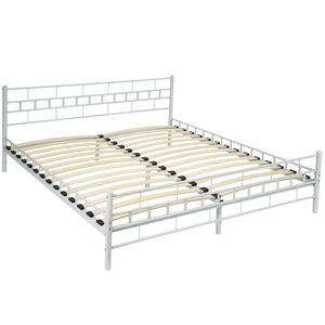 kovová posteľ tectake s lamelovým roštom v modernom dizajne - 200 x 180 cm, biela