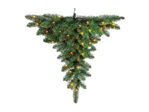 Hängender künstlicher Weihnachtsbaum Sirius 120cm mit LED Beleuchtung, Tannenbaum Christbaum Kunstbaum Dekobaum mit Metallständer