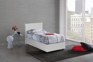 Einzelbett Danton, Containerbett mit Kunstlederbezug, 100%  Italy, Frontöffnung, passend für Matratze Cm 80x190, Weiß