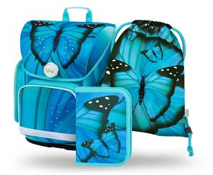 BAAGL SET 3 Ergo Buterfly: Aktentasche, Federmäppchen, Tasche