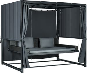 Outsunny Hollywoodschaukel mit Pergola, Gartenschaukel inkl. Kissen, wetterbeständiges Schaukelbett, für Garten, Balkon, 235 x 180 x 210 cm, Dunkelgrau Outsunny Hollywoodschaukel mit Pergola, Gartenschaukel inkl. Kissen, wetterbeständiges Schaukelbett, für Garten, Balkon, 235 x 180 x 210 cm, Dunkelgrau