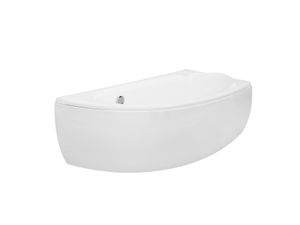 BADLAND Eckbadewanne Badewanne Mini RECHTS 150x70 mit Acrylschürze, Füßen und Ablaufgarnitur GRATIS