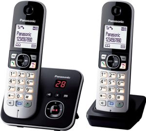 Panasonic KX-TG6822 - Bezdrôtový telefón - záznamník s identifikáciou volajúceho - DECT - čierny + prídavné slúchadlo