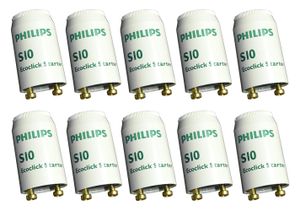 10 Stück | Starter Philips S10 für Leuchtstoffröhren von 4- 65 Watt