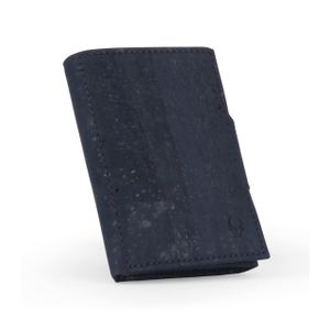 DONBOLSO Geldbörse NextGen Korkleder –  Slim Wallet – Geldbörse mit RFID-Schutz aus veganem Leder – Kartenhalter für bis zu 11 Karten – Mini-Geldbörse für Damen und Herren – Korkblau