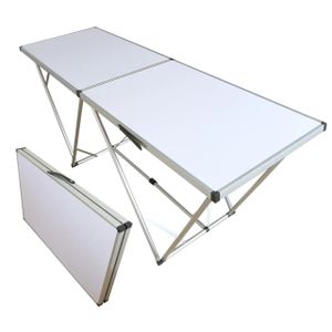 Tapeziertisch klappbar, Flohmarkttisch 198 x 60 cm (LxB), Mehrzwecktisch aus Aluminium und MDF