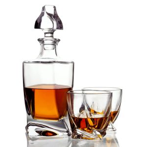 Belle Vous 800 ml Glas Whisky Karaffe & Whisky Gläser Set - Whiskey Dekanter mit Glasstopfendeckel - Whiskey Geschenke für Männer, Ideal als Wein, Brandy, Bourbon & Whisky Zubehör
