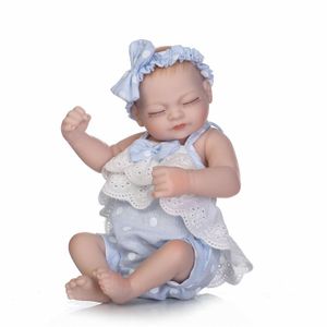 Reborn Baby Puppe 26cm Lebensecht Handgefertigt Weich Silikon Vinyl Lebensecht Blau