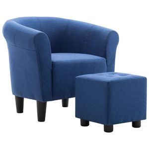 2-tlg. Sessel und Hocker Set Blau Stoff, 13,6 kg