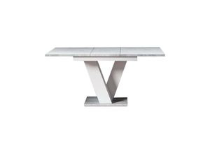 Esstisch mit Auszugsfunktion BLOCK, Küchentisch ausziehbar, Esszimmertisch ausziehbar, Esszimmer Tisch Auszugsfunktion, 120-160x75x80, weiß/Beton
