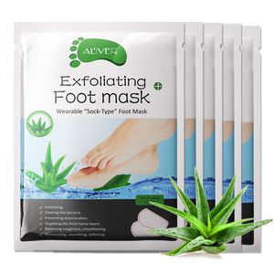 Fußmaske Fusspeeling Fußpflege Anti Hornhaut Socken Hornhautentferner mit Aloe, 5 Paar