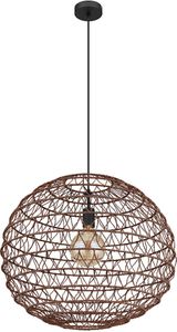 Pendelleuchte, Metall, dunkelbraun, Boho, E27, D 59 cm